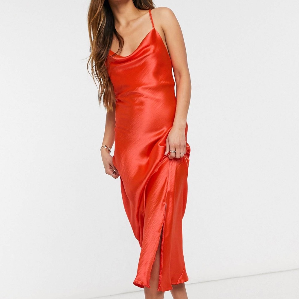 Satin rust slip dress